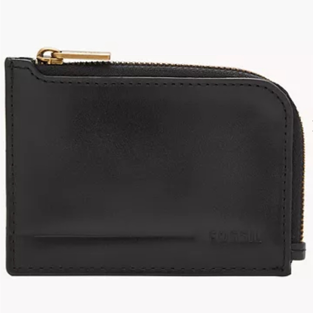 Men Fossil Leather Zip Card Case